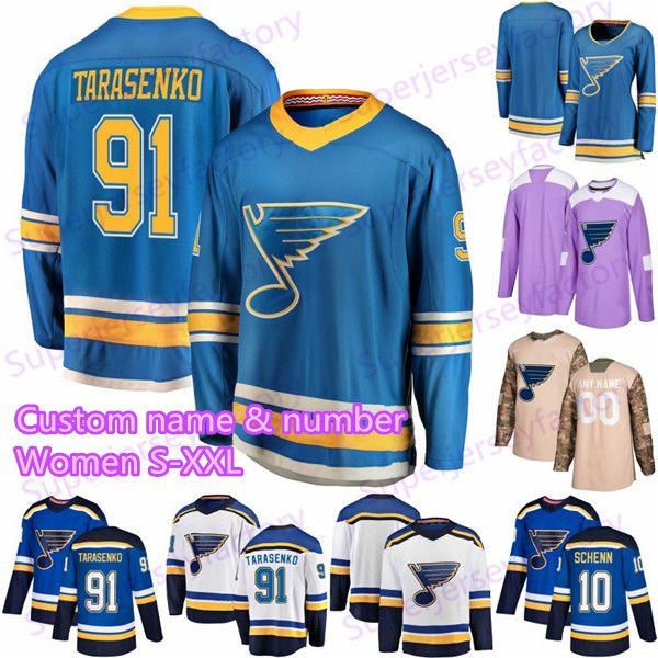

women 91 vladimir tarasenko st. louis blues jerseys 50 schwartz 27 alex pietrangelo 55 colton parayko 90 ryan o'reilly hockey jersey, Black;red