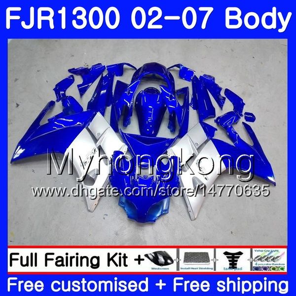 Corpo per YAMAHA FJR1300A FJR1300 01 02 03 04 05 06 07 2AAHM.1 FJR 1300 Blu argentato HOT FJR-1300 2001 2002 2003 2004 2005 2006 2007 Carenatura