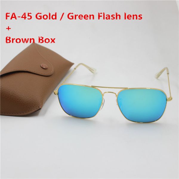 

Yxvaxl 1pc new fa hion de igner quare ungla e metal frame green mirror len uv400 protection eye brown box