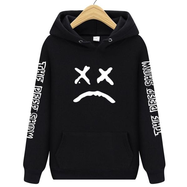 

new long-sleeve hoodie letter lil.peep printed hoodies hoodies of the men in the velour hip-hop hoodie, Black