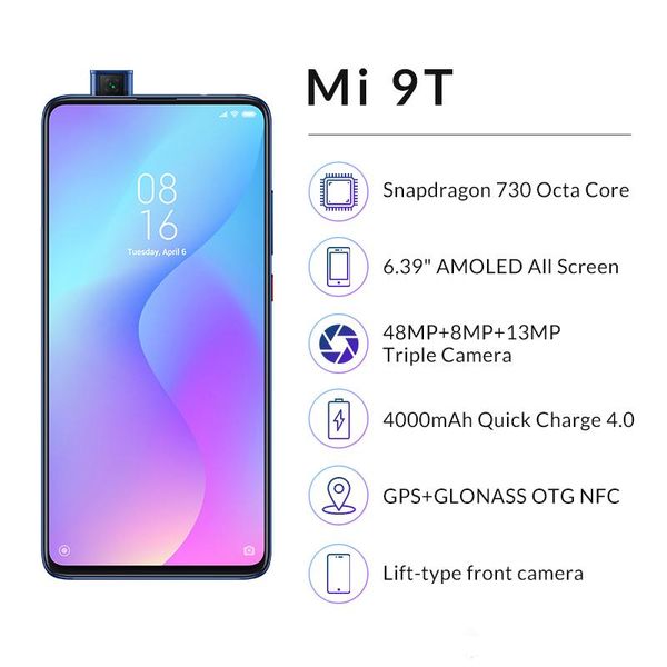 

new global version xiaomi mi 9t 6gb 128gb mobile phone snapdragon 730 ai 48mp rear camera 4000mah 6.39" amoled display miui 10, Slivery;brown