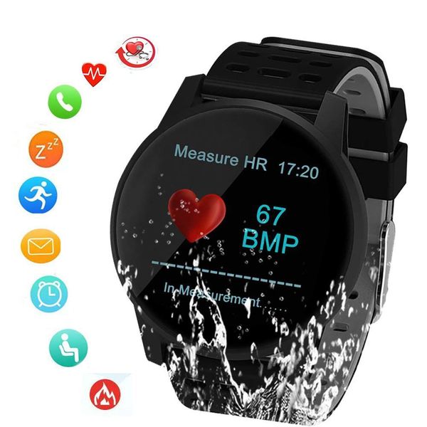 

sunroad smart sports watch blood pressure heart rate monitoring pedometer digital watch with ip67 waterproof message reminder ly191213, Slivery;brown
