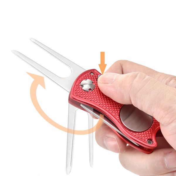 

stainless steel golf divot repair tool pitch groove cleaner magnetic golf pitchfork putting green fork training