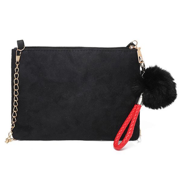 

women hairball solid color suede messenger bag clutch shoulder bag phone bags for women 2018 bolsa feminina torebki damskie l*5