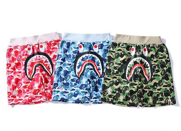 

summer men women green blue pink camo printed shorts pants lover camo hip hop casual beach pants ing, Black