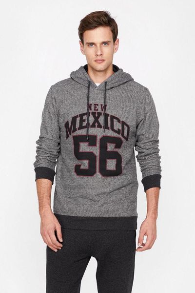 

koton male gray printed sweatshirts 9kam71511lk, Black
