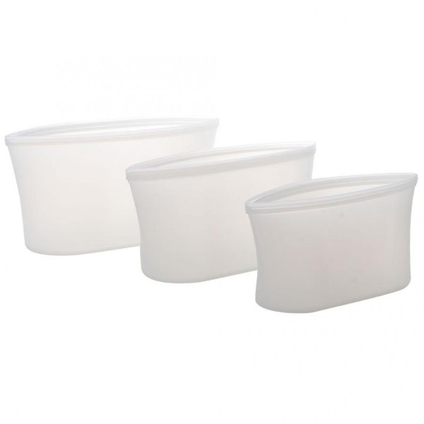 

3pcs reusable silicone storage bag storage containers silicone bags stand up zip shut bag cup fresh