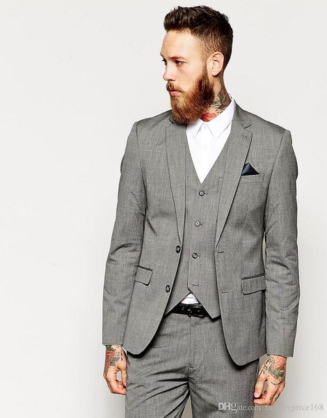 

fashionable two buttons groomsmen notch lapel groom tuxedos men suits wedding/prom/dinner man blazer(jacket+pants+tie+vest) 521, Black;gray