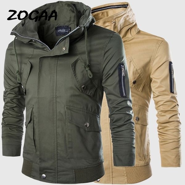 

zogaa 2018 plus size mens jacket autumn winter coat men special design overcoat multi-pocket windbreaker tooling jackets, Black;brown