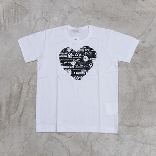 

fashion brands men designer t shirts play commes cotton off red heart shirts des garcons white t-shirt summer men women casual tees df14, Gray