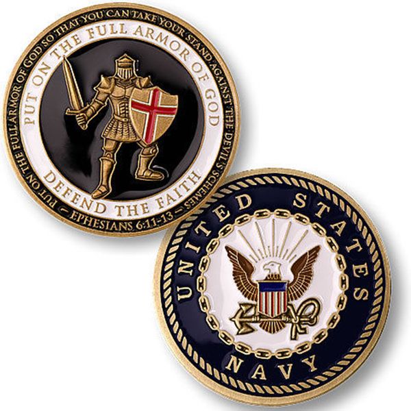 

usn united states navy challenge coin full armor of gold defend the faith,retail sales us coin