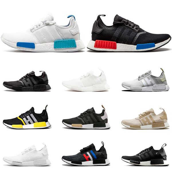 

2020 new nmd r1 mens running shoes triple black white beige white blue nbhd og men women runner sports sneakers size 36-45, White;red