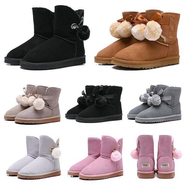 

Fashion Luxury Designer Women Boots Australia Snow Boots WGG Black Brown Bailey Hairball Bow Tie Ankle Knee Winter Boot 36-41