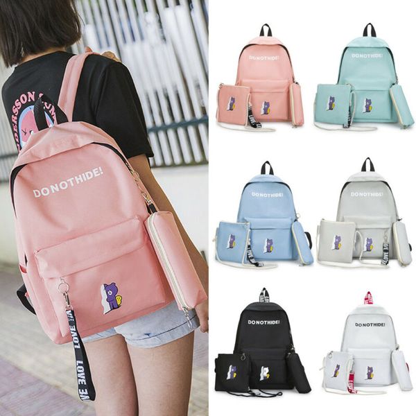 

новая мода 3шт набор женщин сумка рюкзак девушки школы сумки на ремне рюкзака холст сумки для путешествий