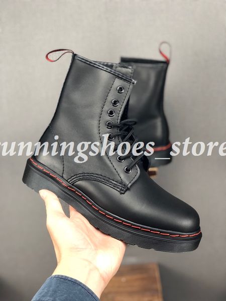 

classic mens boots martens 1940 high leather winter shoes designer women winter dr ankle boot doc martens rain snow men work xfords booties, Black