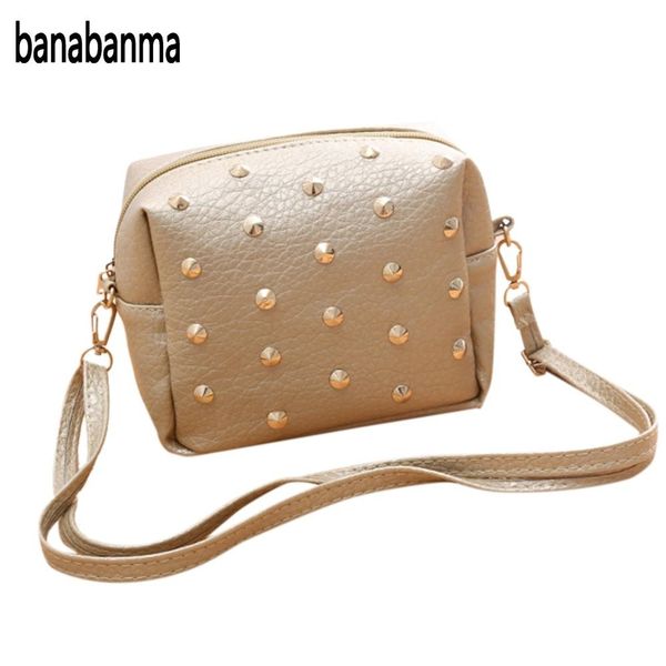 

banabanma women xmas gift fashion rivet trim antiwear pu satchel handbag single shoulder oblique cross bag 2017 new zk30