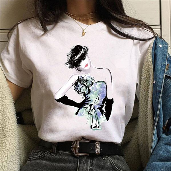 

woman vogue girl print t shirt vogue watercolor design tshirts summer white o-neck tee shirt femme t-shirts