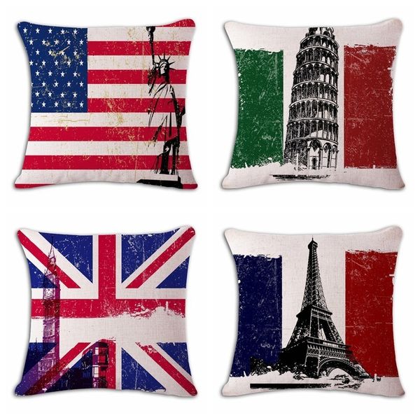 

national flag inbetweening hand cotton flax pillow back cushion