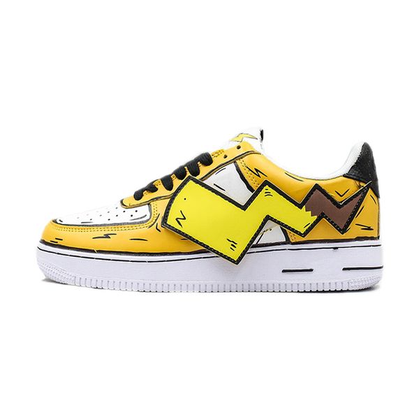 

forced 1 07 low se skateboard shoes 1s pikachu lightning cute designer shoes man womans sports shoe trending street sneaker, White;red