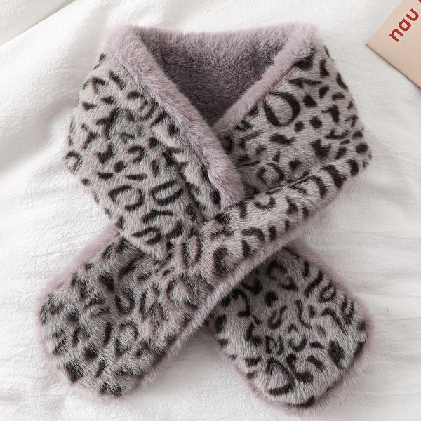 

woman winter scarf faux fur stoles imitation rex fur scarves warm leopard print shawl neck scarf fake collar