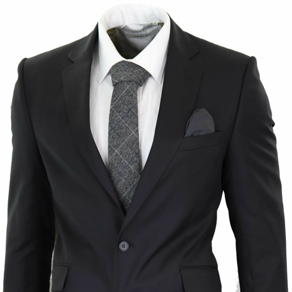 

limehaus mens suits wool 3 piece suit smart formal office work 2 button tailored fit black classic costume homme, White;black