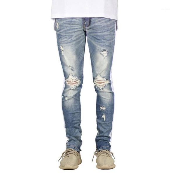 

new fashion long zipper pencil pants pantalones gd style jeans mens clothing spring, Blue
