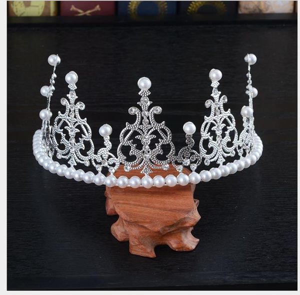 

pearl crown bride headwear children princess crown accessories, Slivery;golden