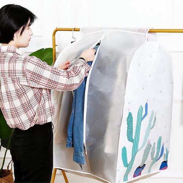 

clothes dust cover zipper organizer breathable wardrobe storage bag coat dust cover peva home dustproof clean garment suit