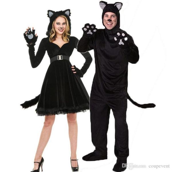 

girl costume women dress men suits black cute cat halloween christmas cat, Black;red