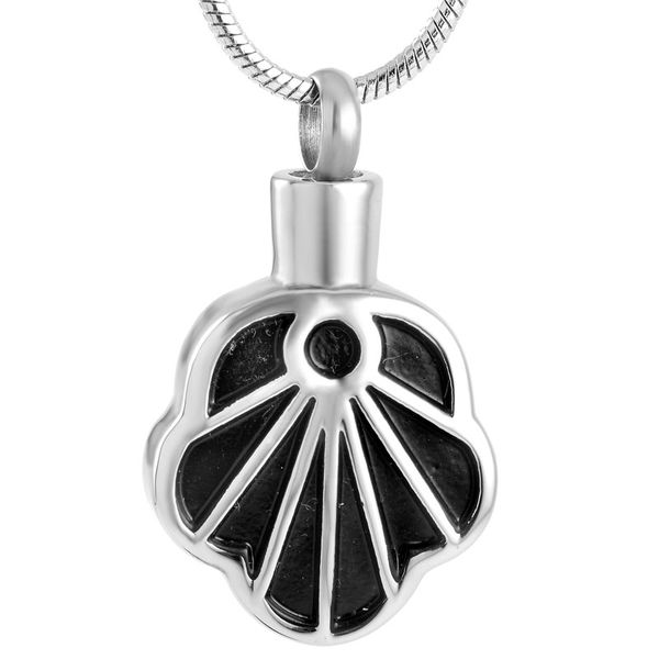 

ожерелье ijd9195 нержавеющей стали кремация серебряный кулон для shape ashes urn черный shell мемориал мужчины женщины цепи змейки ювелирных, Silver