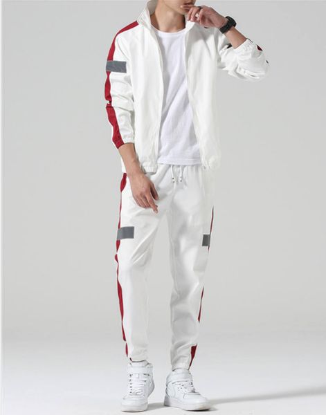 

2020 новые мужские дизайнерские tracksuit спортивная одежда тренировочные костюмы полосатый brand мужские костюмы jogger костюмы куртка + бр, Gray