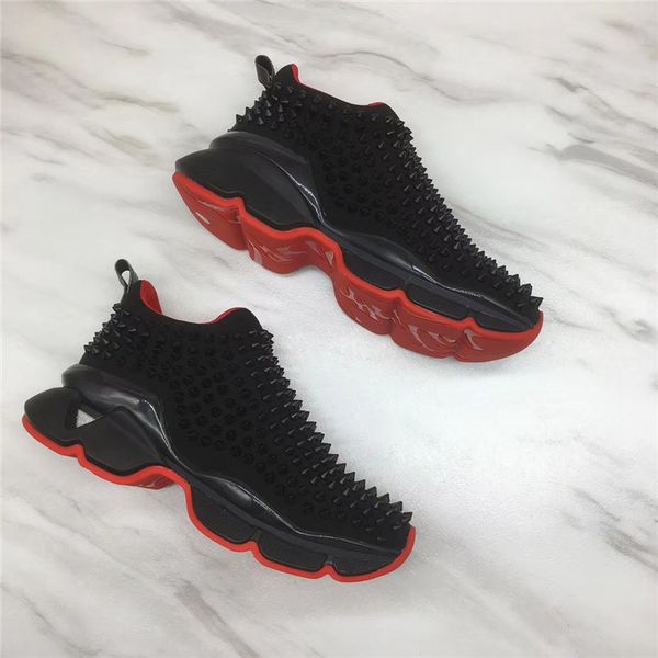 

new arrival krystal spike sock donna flat sneakers designer luxury mens red bottoms shoes womens rivet spiky sock junior spikes flat shoes