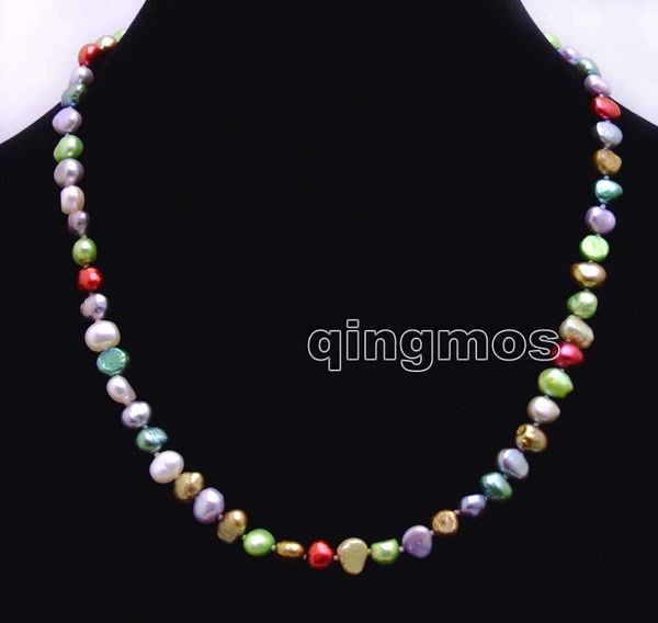 

small 6 to 7mm multicolor baroque natural freshwater pearl necklace 17''-nec6247 wholesale/retail ing, Silver
