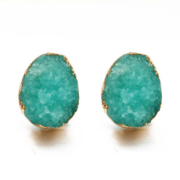 

dayoff korea big exquisite resin stud earing women jewelry cute trendy huge stud earrings gold earstud colorful earrings e659, Golden;silver