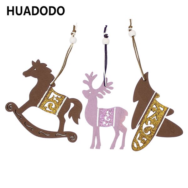 

huadodo 3pcs wooden christmas pendants ornaments diy wood crafts for home xmas tree christmas party decorations kids toys