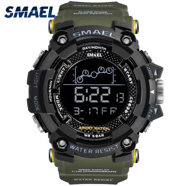 

men watch water resistant sport watch army led digital wrist satches for male smael 1802 relogio masculino watches, Slivery;brown