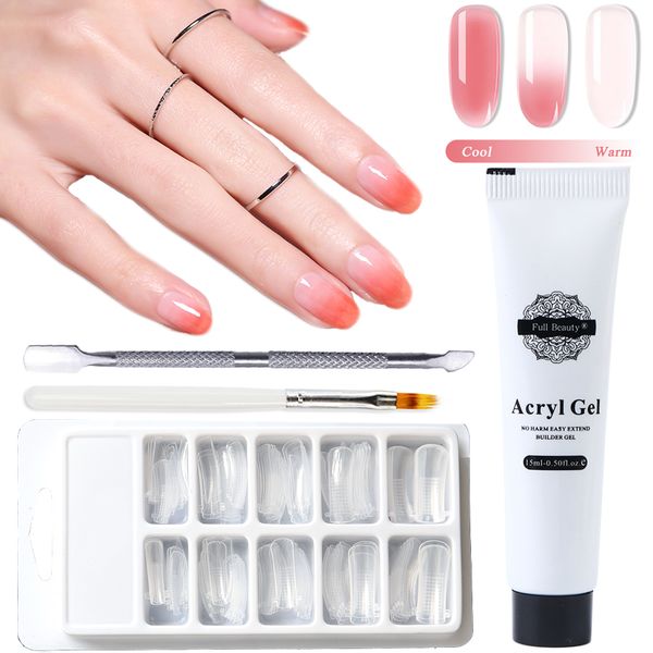 

15ml acrylic permanent temperature change glue nail extension jelly uv builder gel white pink clear led lacquer manicure ji1522, Red;pink