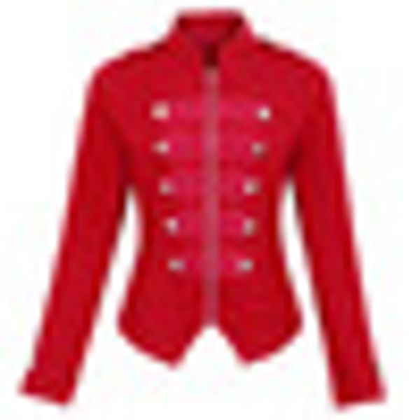 

women buttons decorated zipper front jacket coat beauty cool wear, Black;brown