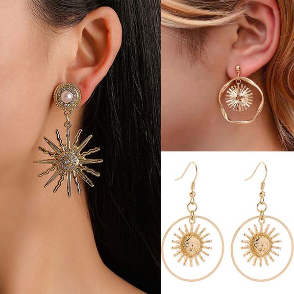 

1pair sunflower pearl earrings romantic sweet women lovely gold color floral stud earrings female party fashion jewelry gifts, Silver