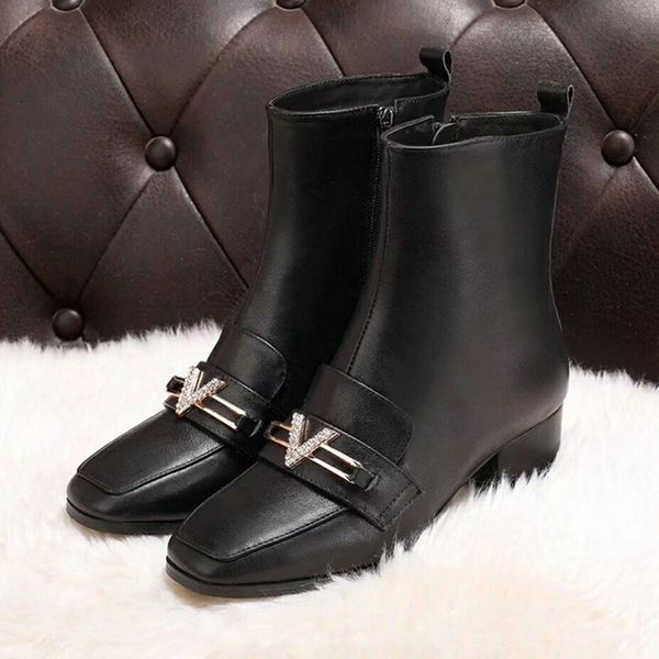 

fashions medium tube boots ladies' boots high-end all leather comfortable casual shoes, martin high heel boots size35-39, Black