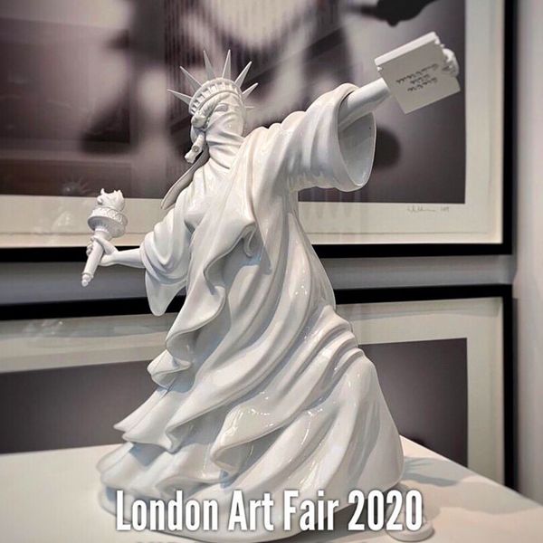 

modern art statue of liberty throw torch banksy riot of liberty london art fair resin sculpture home decor creative gift
