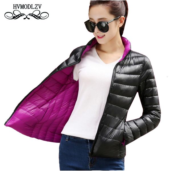 

herfst down vrouwen jas mode was dunne twee kanten dragen feminino winterjas plus size rood zwart pocket korte parka ls079, Black