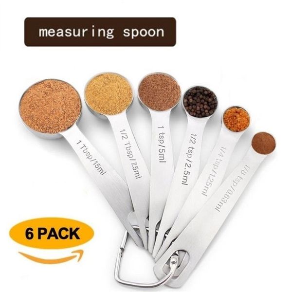 

stainless steel circular measuring spoon 6 piece suit baking scale measuring condiment spoon cooking spoon t9i0020