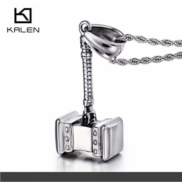 

stainless steel silver color hammer necklace classic punk men jewelry charm pendant & twisted singapore chain accessories