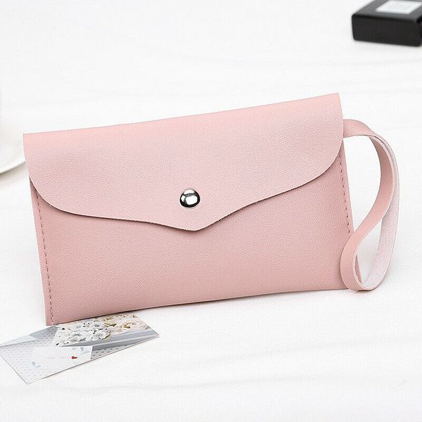 

new fashion women's clutch mini bag wallet long solid color pu leather tote bag