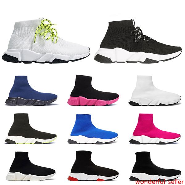 

2019 men women designer socks shoes canvas sneakers fashion speed trainer lace up triple black red mens trainers runners sports shoe