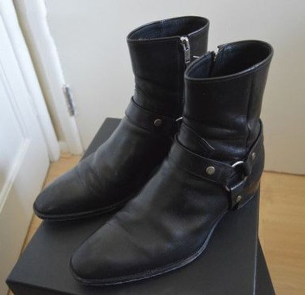 Venda quente e estilo de couro preto botas de motorcilcalho homens sapatos de senhores cai inverno 2017