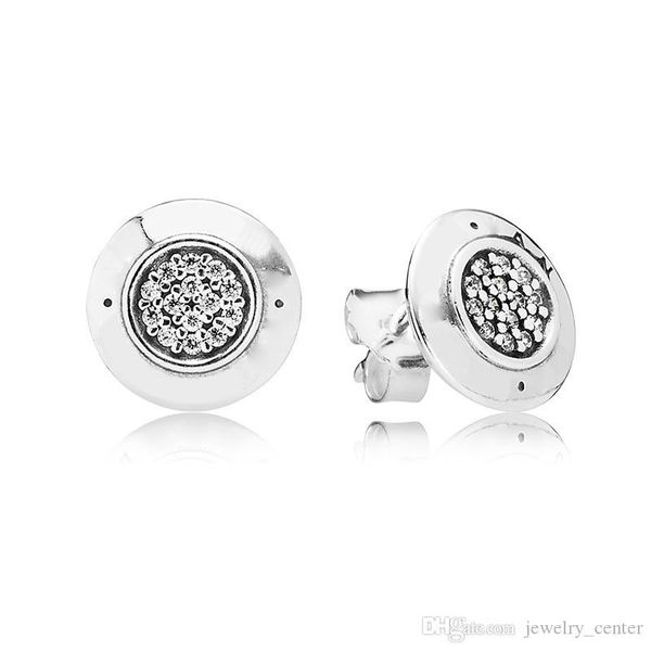 

women's authentic 925 sterling silver earring logo signature with crystal stud earrings for women compatible with pandora jewelry