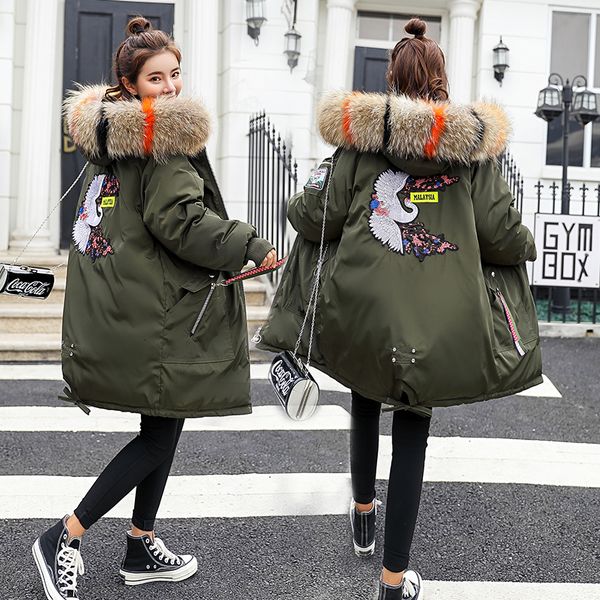 

season cotton suit girls long fund down cotton-padded jacket easy heavy seta lead 2019 bread serve cotton-padded clothes woman, Black