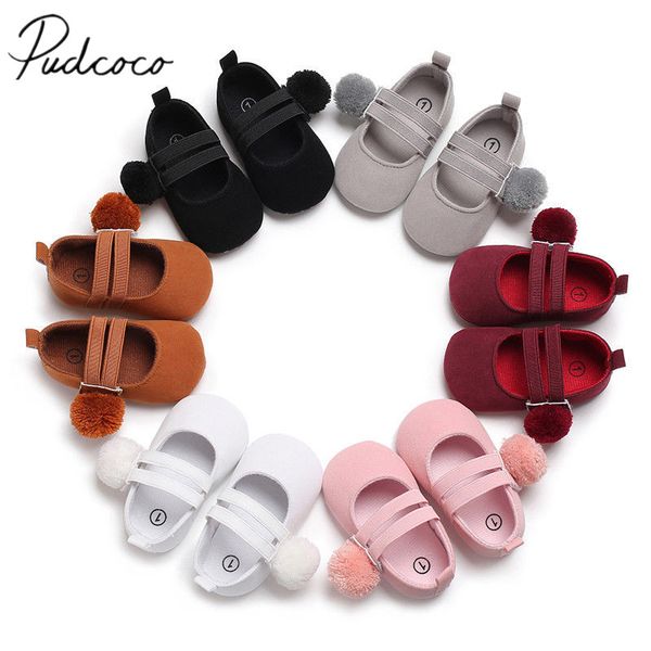 

2018 brand new newborn toddler infant baby girl soft sole faux suede crib shoes antislip sneaker prewalker fur ball first walker